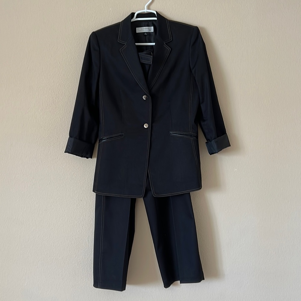 Tahari Contrast Stitch Pant Suit